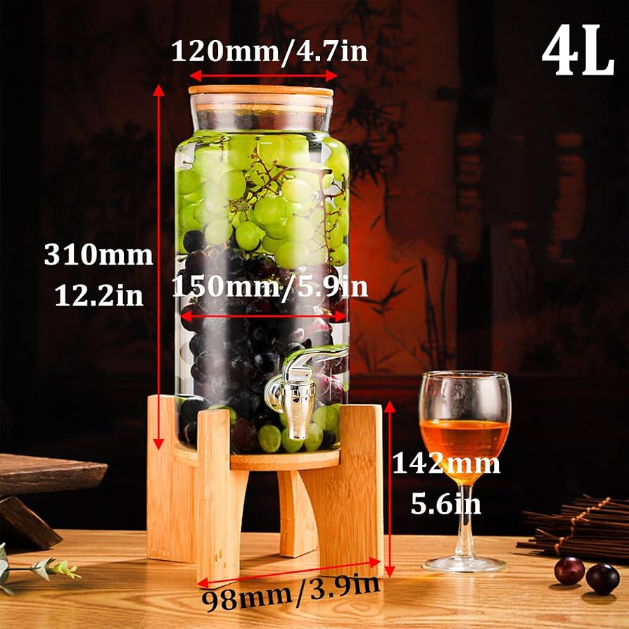 Amazon｜蛇口付き水筒ジャグボトルスタンド，ガラス ドリンク